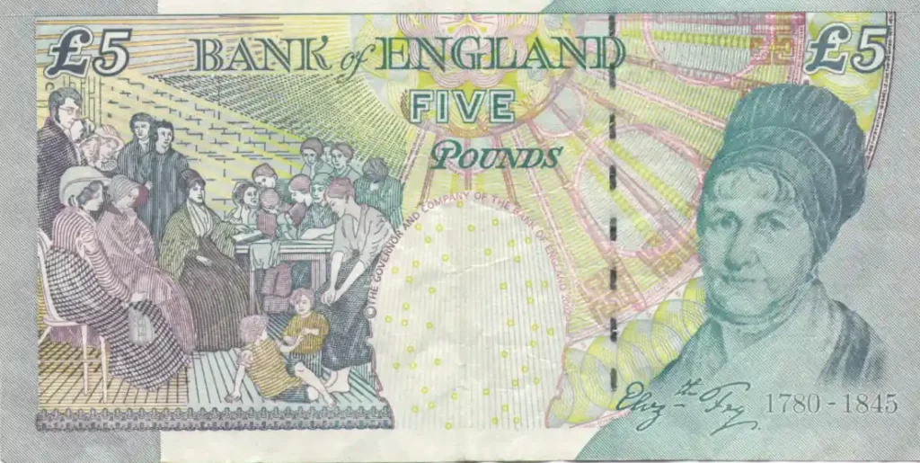 Elizabeth Fry Five Pound Note Rear