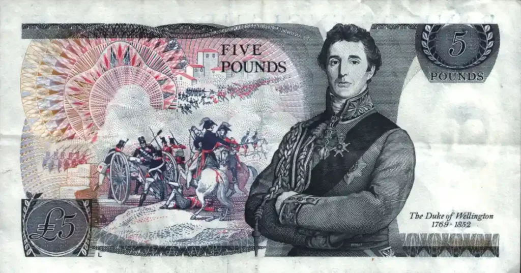 Duke of Wellington Five Pound Note rear